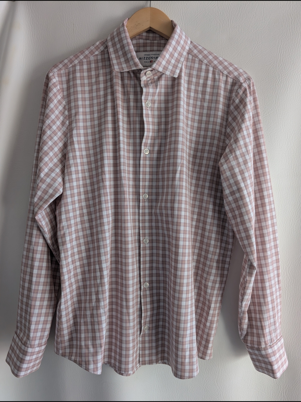Mizzen+Main Trim Fit Plaid Yellow Browns White Button-Up Shirt - L